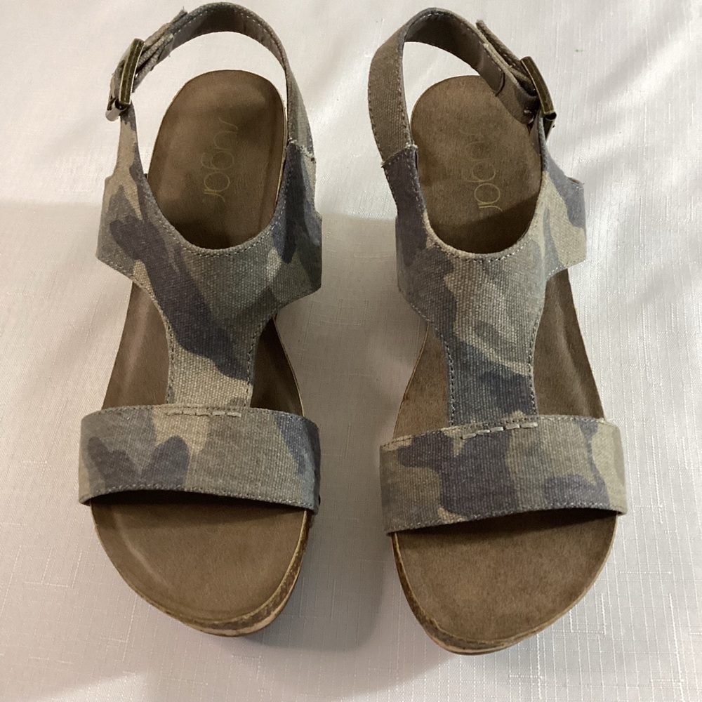 Sugar Camo Fabric Cork Platform Sandals Size 8 - Picture 10 of 15